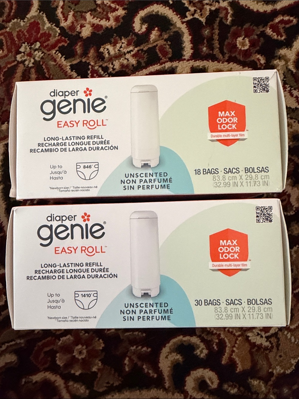 Diaper Genie Easy Roll Unscented Refill Bags - White